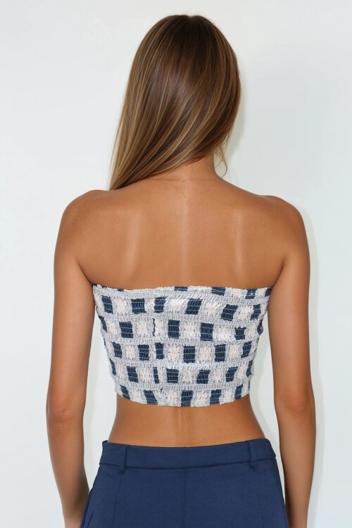 Havacı Mavi Gipeli Crop Bustiyer