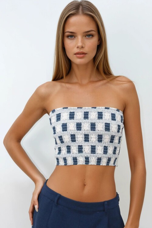 Havacı Mavi Gipeli Crop Bustiyer