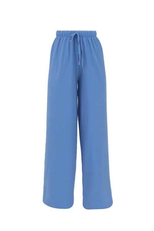 İndigo Bağcıklı Beli Lastikli Aerobin Palazzo Pantolon