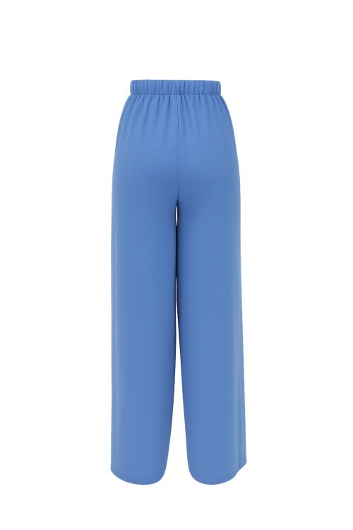 İndigo Bağcıklı Beli Lastikli Aerobin Palazzo Pantolon