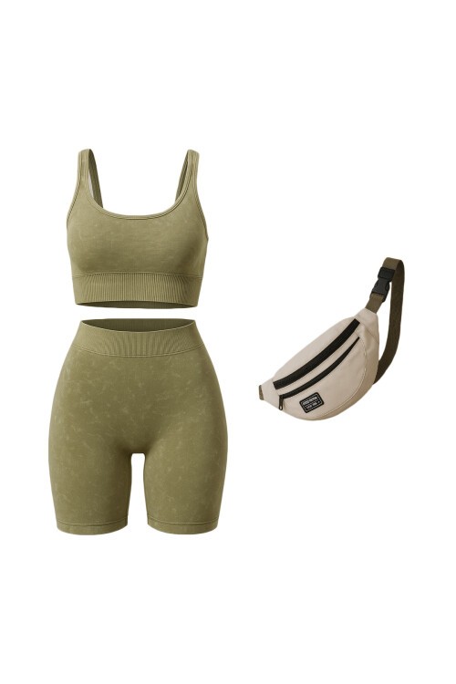 Mix Bluz Şort Tayt Ve Çanta - Stay Fit V00022
