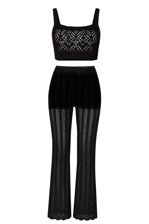 Siyah Ajurlu Triko Ve Maci Boy Etek Takım