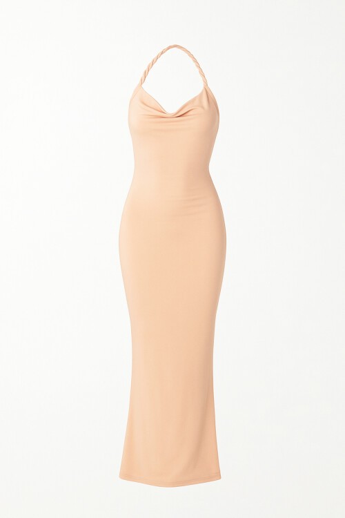 Yavru Ağzı Tek Omuz Burgu Askılı Sandy Elbise