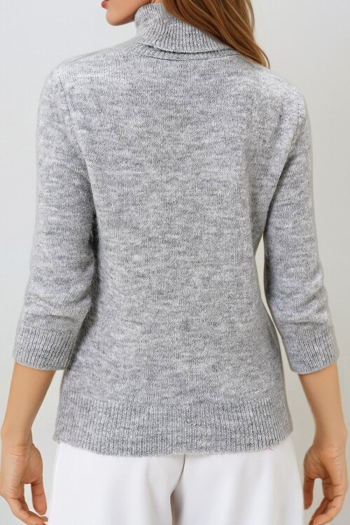 Gri Balıkçı Yaka Tüylü Kazak