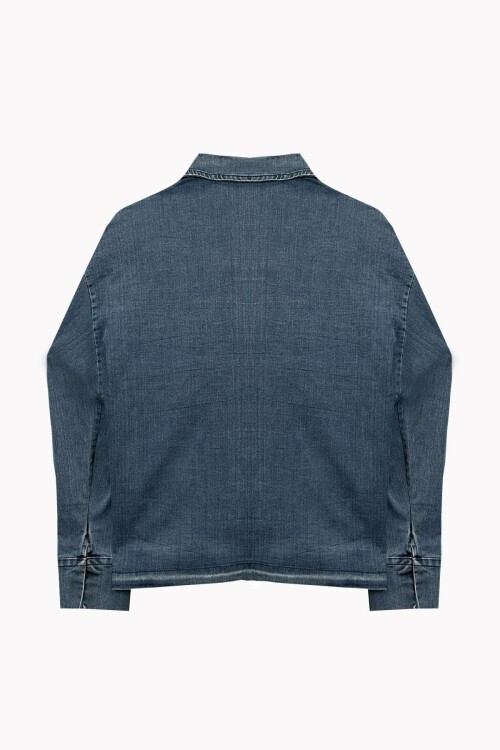 Mavi Nakışlı Denim Ceket