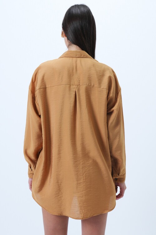 Hardal Aerobin Kumaş Oversize Dokuma Gömlek
