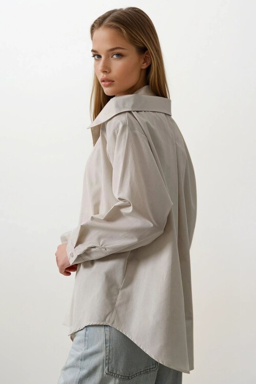 Taş Atletli Oversize Gömlek