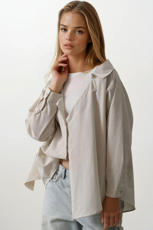 Taş Atletli Oversize Gömlek