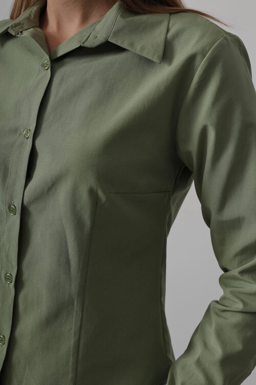 Haki Slim Fit Uzun Kol Basic Gömlek