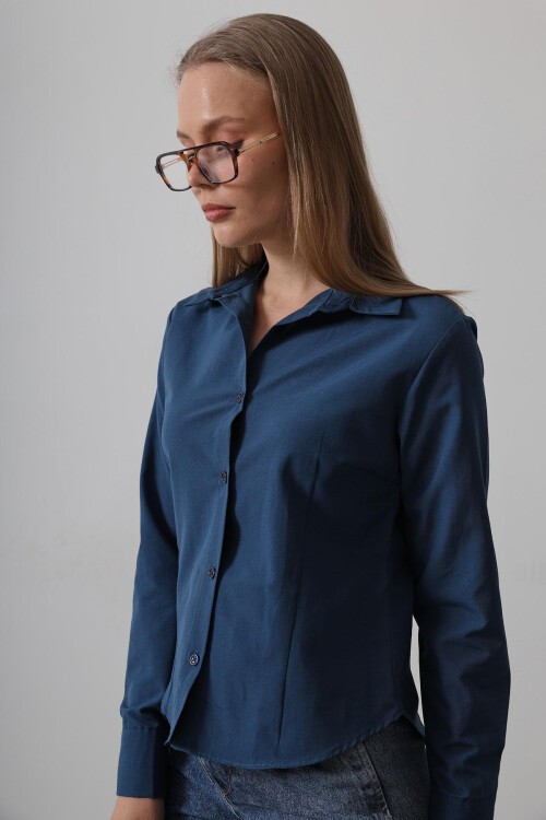 İndigo Slim Fit Uzun Kol Basic Gömlek