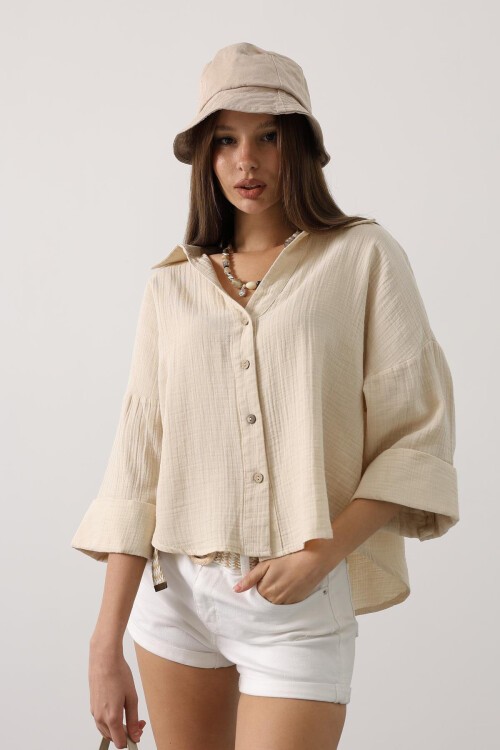 Taş Kolları Duble Müslin Gömlek