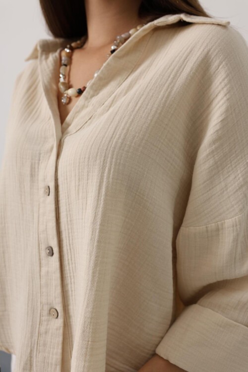 Taş Kolları Duble Müslin Gömlek