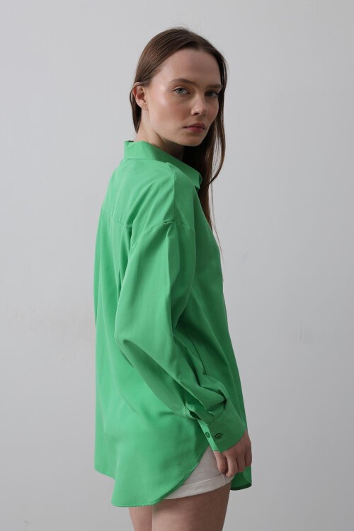 Açık Yeşil Uzun Kol Oversize Gömlek