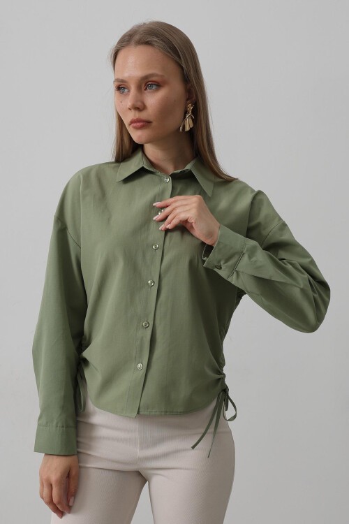 Haki Yanları Bağlamalı Basic Gömlek