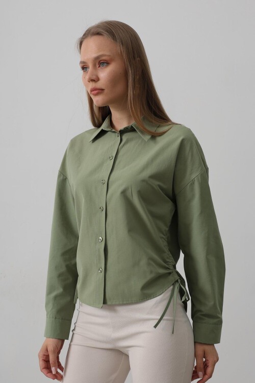 Haki Yanları Bağlamalı Basic Gömlek