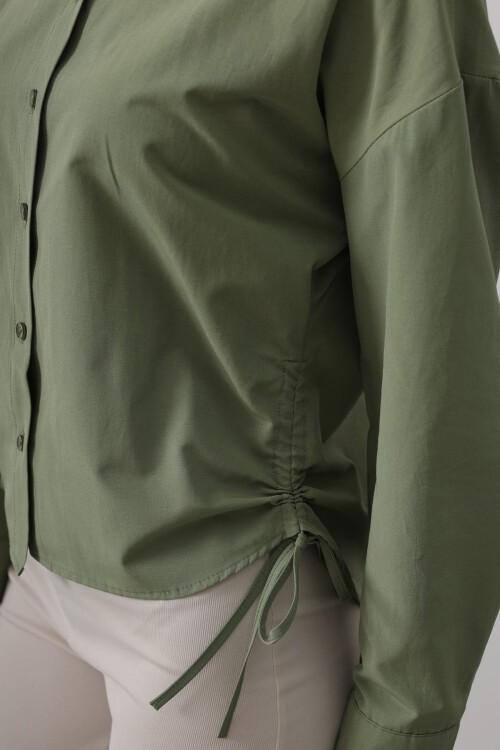 Haki Yanları Bağlamalı Basic Gömlek