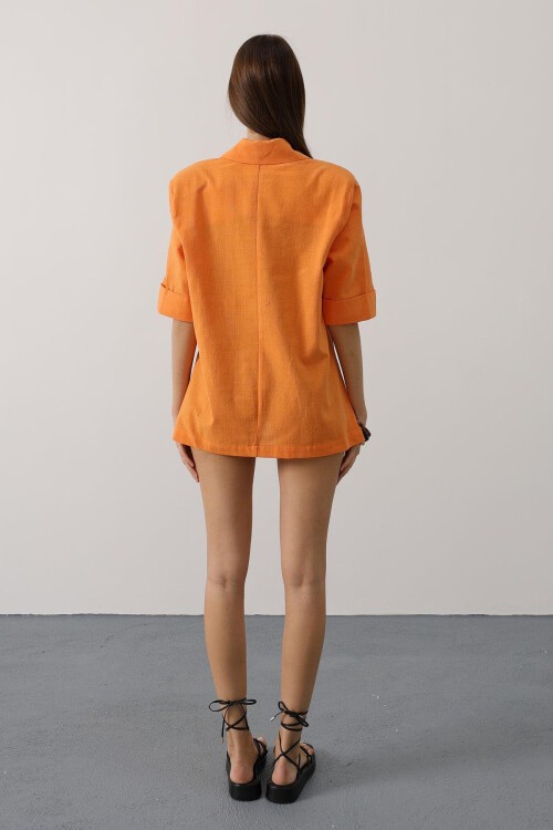 Oranj Yarım Kol Oversize Yırtmaçlı Ceket