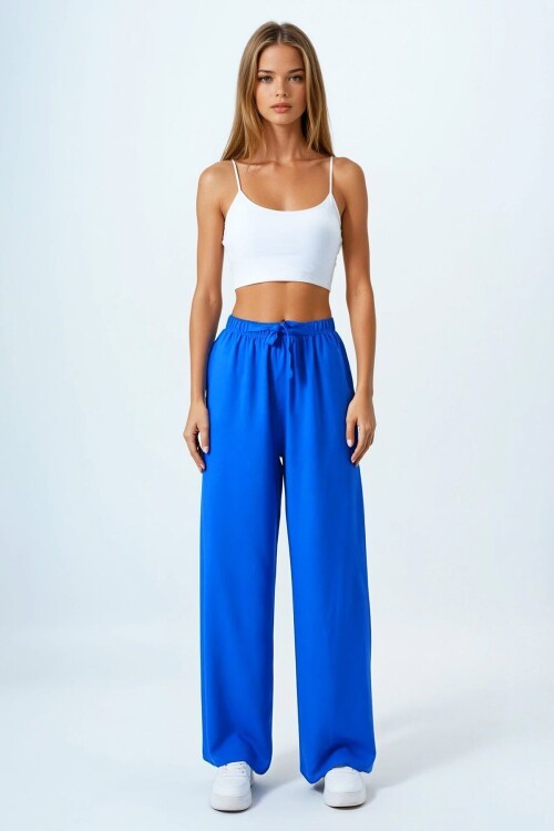 Saks Bağcıklı Beli Lastikli Palazzo Pantolon