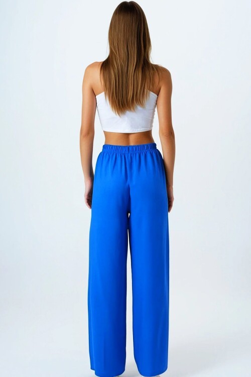 Saks Bağcıklı Beli Lastikli Palazzo Pantolon