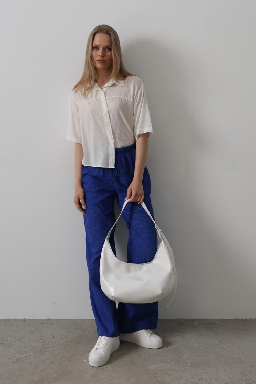 Saks Beli Bağlamalı Brode Pantolon