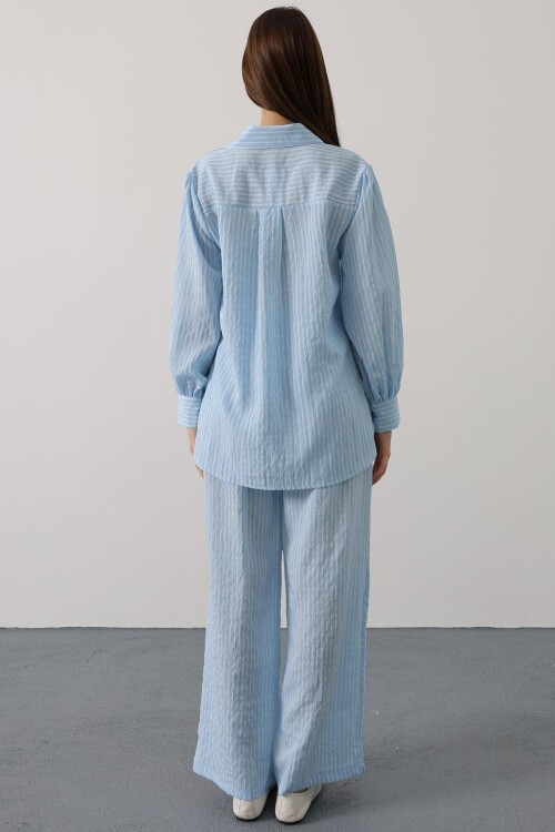 Mavi Çizgi Rahat Pantolon Takım