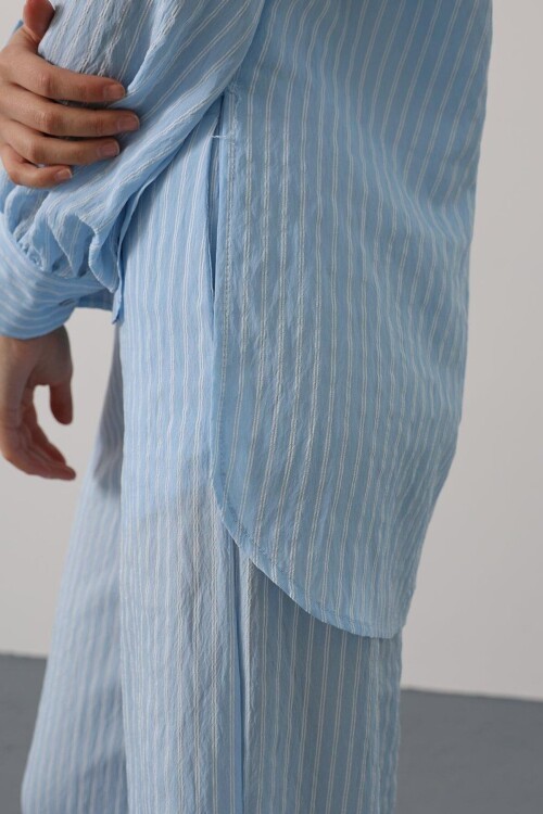 Mavi Çizgi Rahat Pantolon Takım