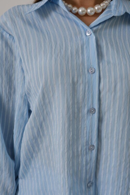 Mavi Çizgi Rahat Pantolon Takım