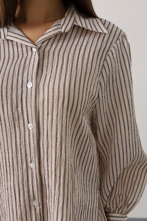 Beyaz Çizgi Rahat Pantolon Takım