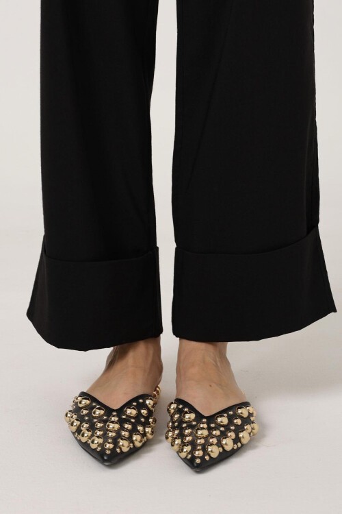 Siyah Çift Cepli Duble Paça Pantolon