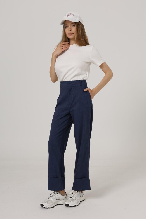 İndigo Çift Cepli Duble Paça Pantolon