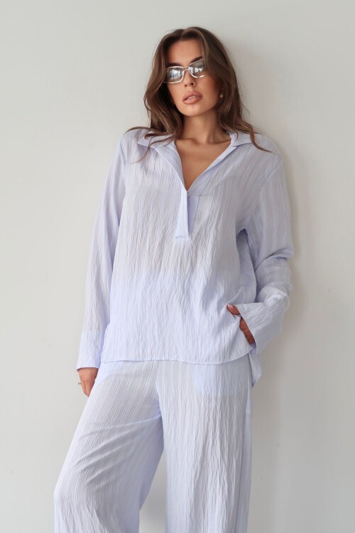 Mavi Gömlek Yaka Bürümcük Alt Üst Takım