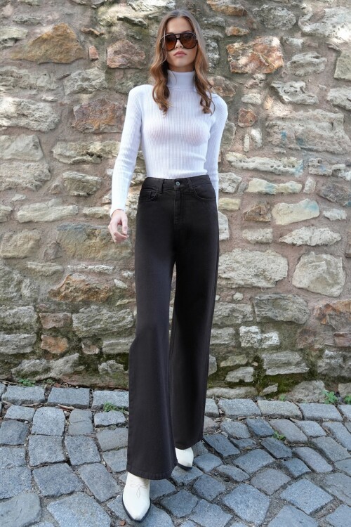 5 Cepli Yüksek Bel Palazzo Jean