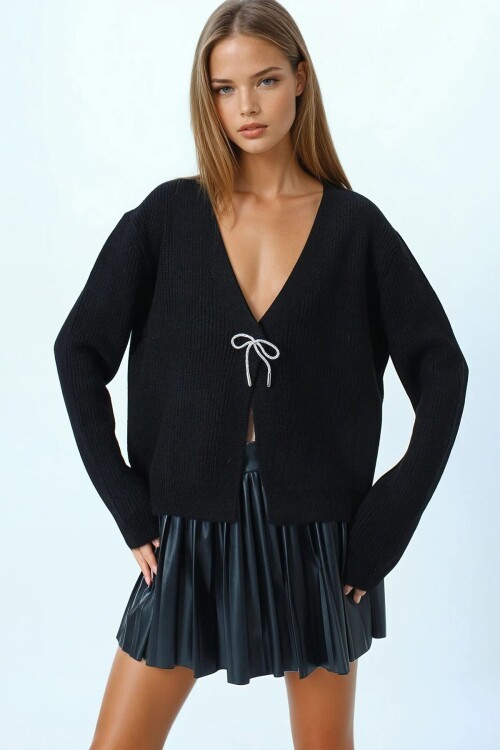 Bağlamalı Uzun Kollu Triko Bluz