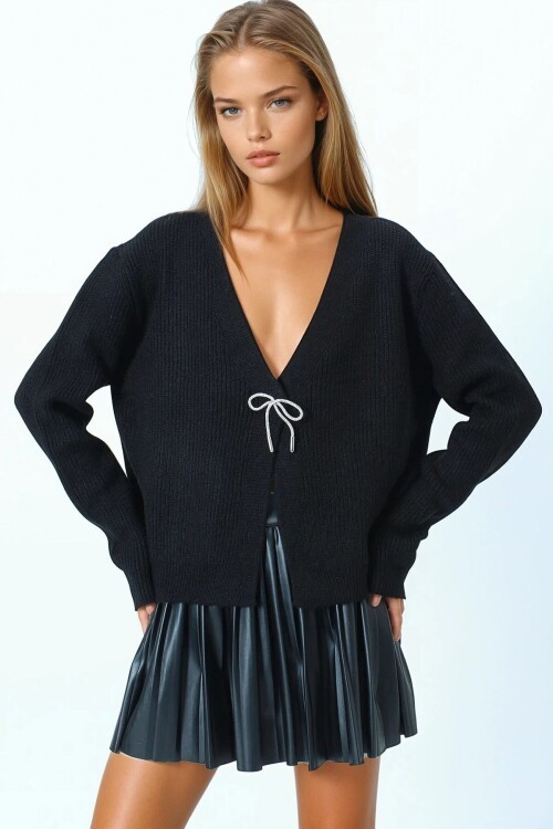 Bağlamalı Uzun Kollu Triko Bluz