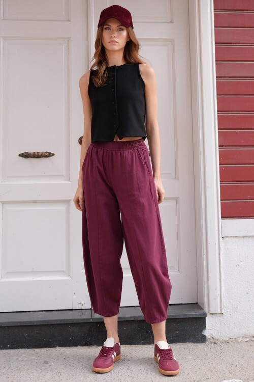 Beli Lastikli Balon Kesim Gabardin Pantolon