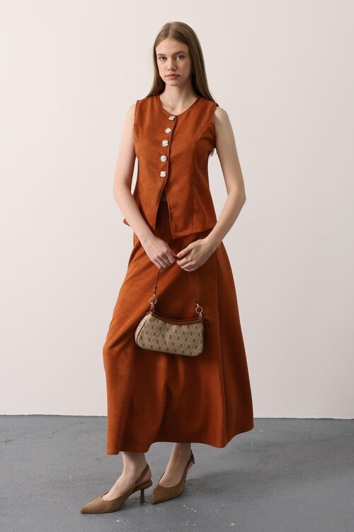 Beli Lastikli Fermuar Kapamalı Basic Midi Boy Etek