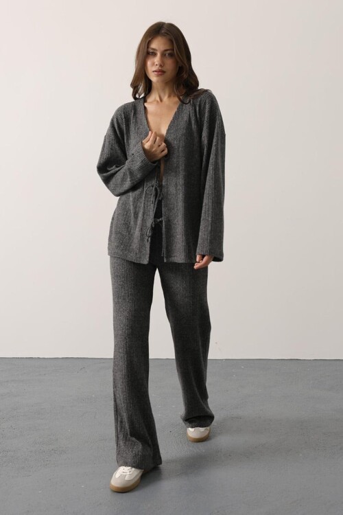 Beli Lastikli Fitilli Örme Pantolon