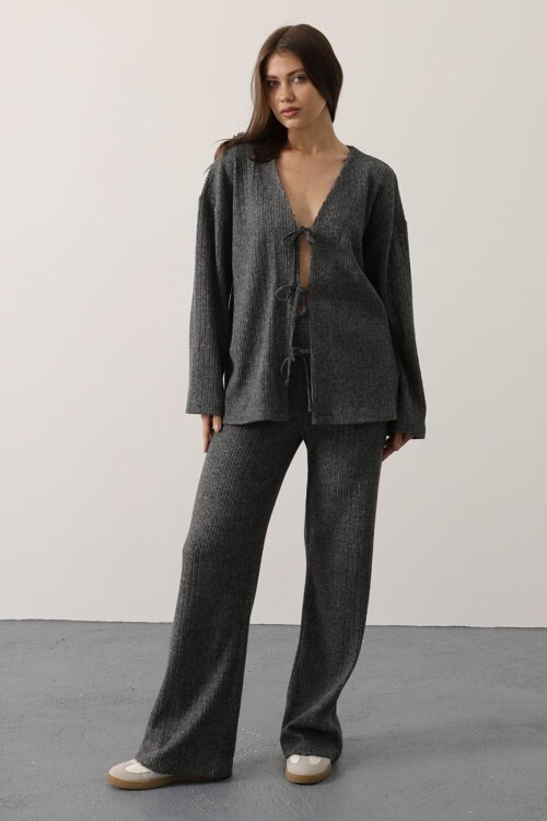 Beli Lastikli Fitilli Örme Pantolon