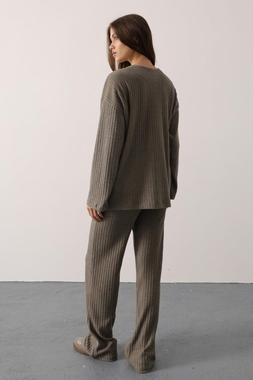 Beli Lastikli Fitilli Örme Pantolon