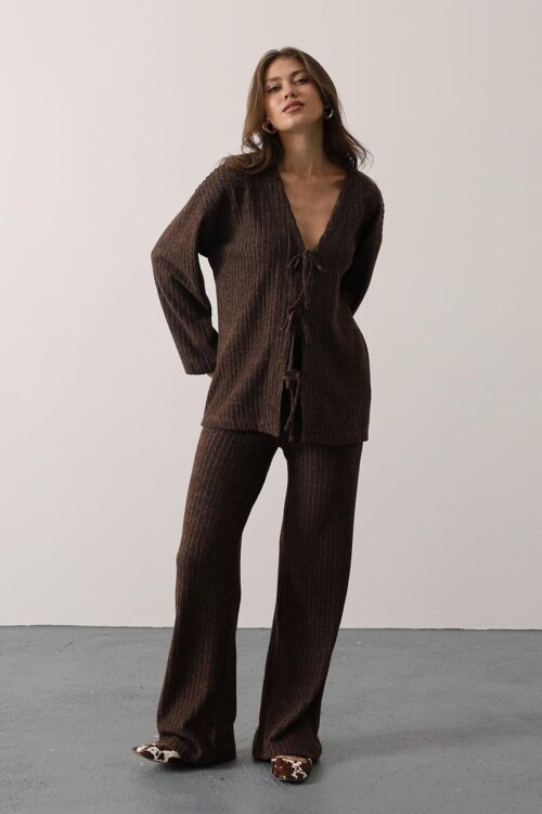 Beli Lastikli Fitilli Örme Pantolon