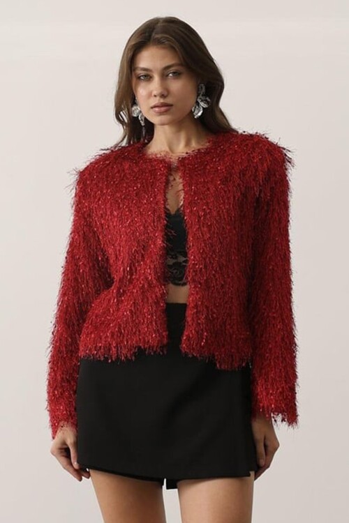 Bisiklet Yaka Astarlı Sakal Ip Ceket