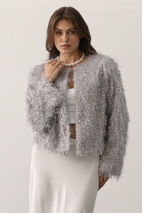 Bisiklet Yaka Astarlı Sakal Ip Ceket