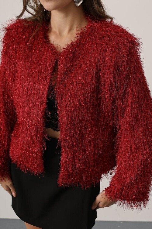 Bisiklet Yaka Astarlı Sakal Ip Ceket