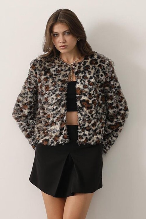 Bisiklet Yaka Astarlı Sakal Ip Ceket