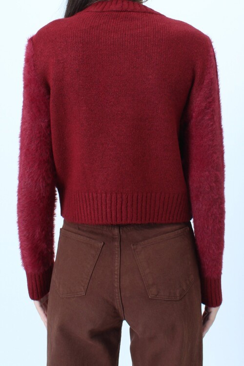 Bisiklet Yaka Bel Ve Kolları Ribana Detaylı Püsküllü Triko Kazak