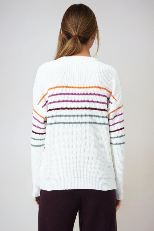 Bisiklet Yaka Çizgili Triko Kazak