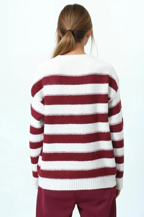 Bisiklet Yaka Çizgili Triko Kazak