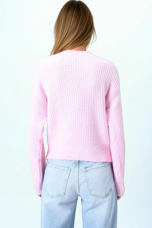 Bisiklet Yaka Düz Örgü Triko Kazak