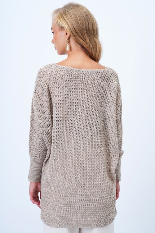 Bisiklet Yaka Fiyonk Detaylı Triko Bluz