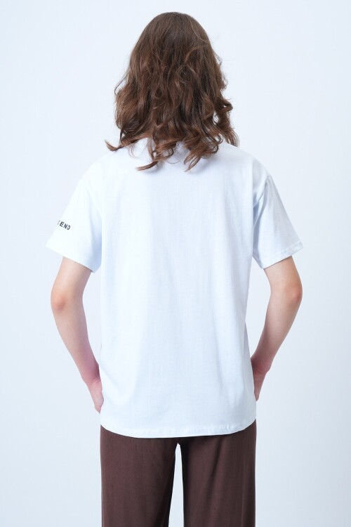 Bisiklet Yaka Leopar Baskılı Pamuk T-Shirt